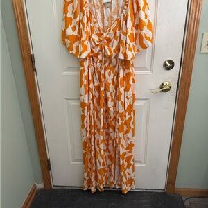 Ava & Viv Orange and White Midi Dress